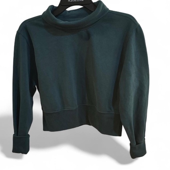 Abercrombie & Fitch Green Cropped Turtleneck Sweatshirt Oversized XS - Picture 2 of 6